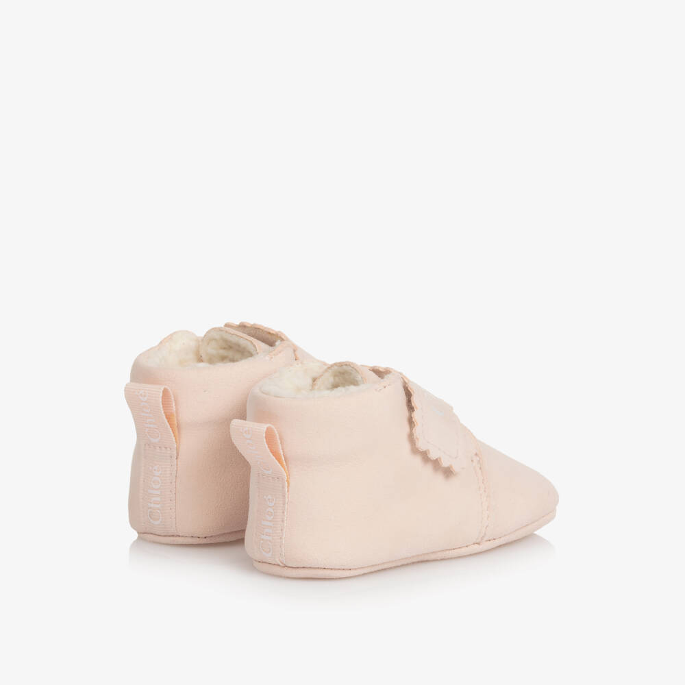 Chloé-Baby Girls Pale Pink Suede Leather Pre-Walkers | Childrensalon Outlet