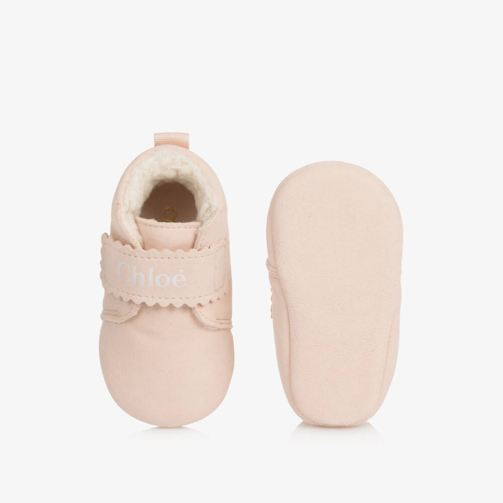 Chloé-Baby Girls Pale Pink Suede Leather Pre-Walkers | Childrensalon Outlet