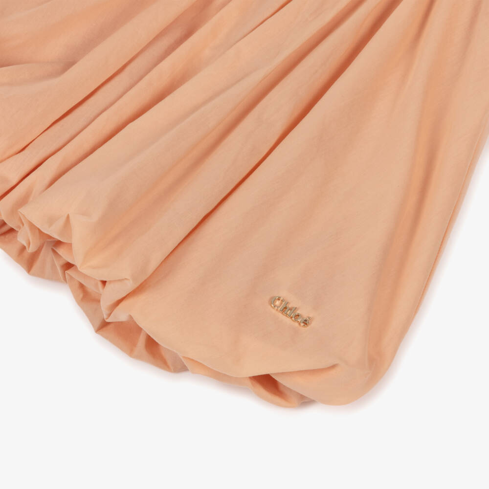 Chloé-Baby Girls Peach Pink Embroidered Cotton Dress & Hat Set | Childrensalon Outlet