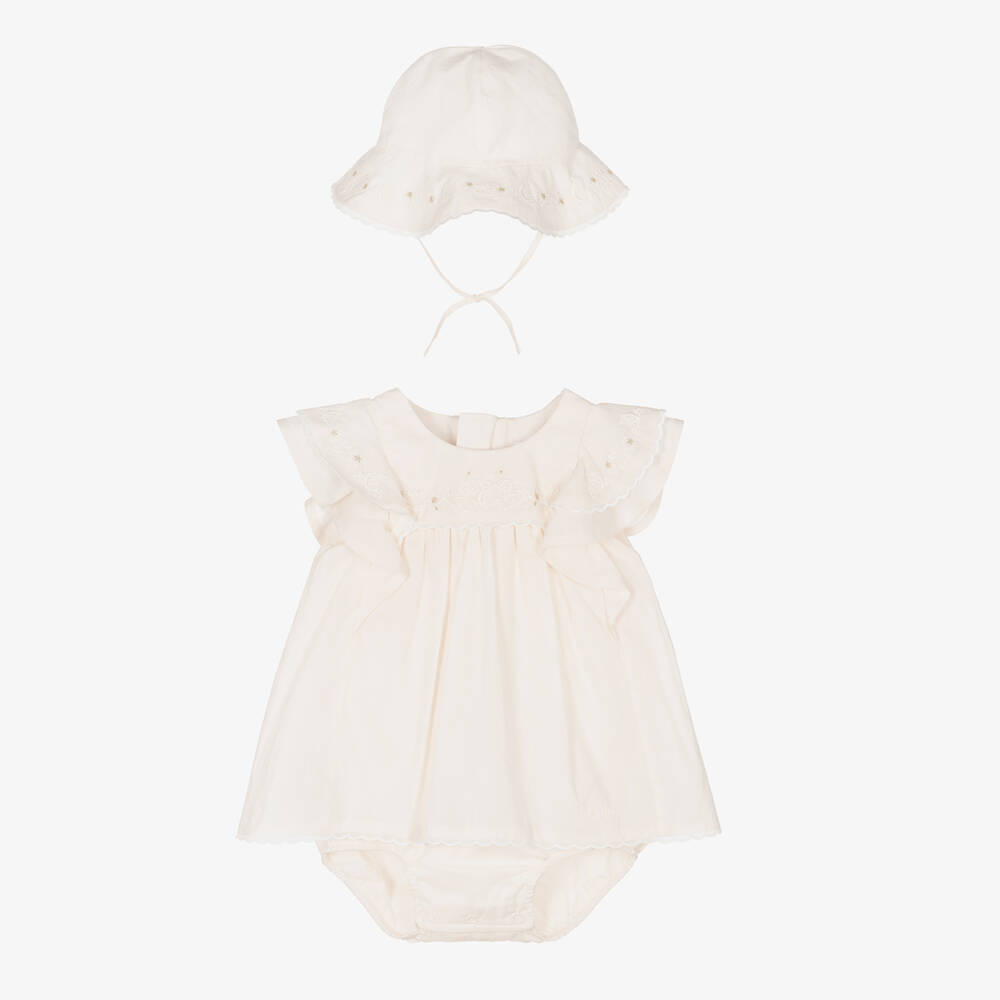 Chloé - Розовое платье и чепчик из хлопка | Childrensalon