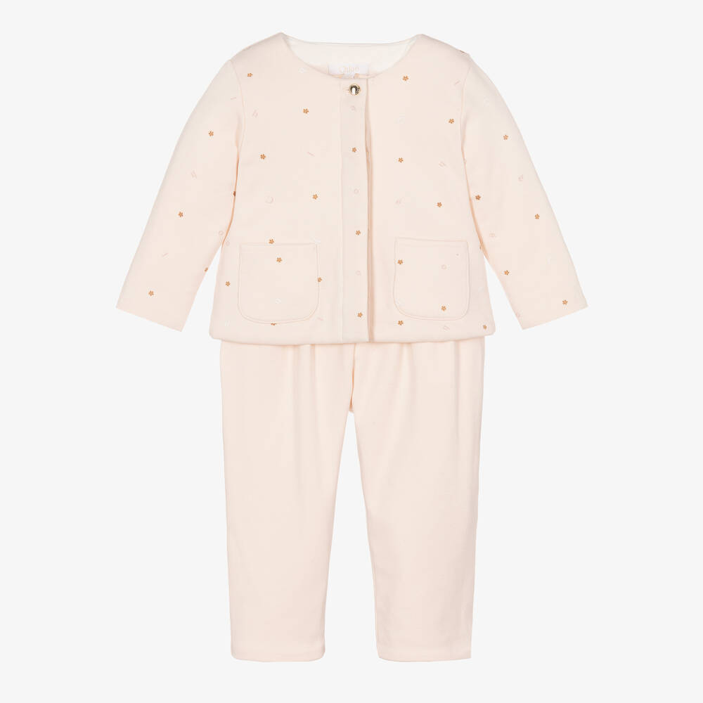 Chloé - Rosafarbenes geblümtes Hosen-Set für weibliche Babys | Childrensalon