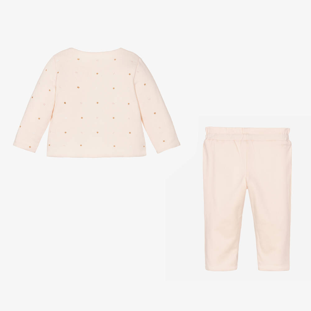Chloé-Baby Girls Pink Floral Trousers Set | Childrensalon Outlet