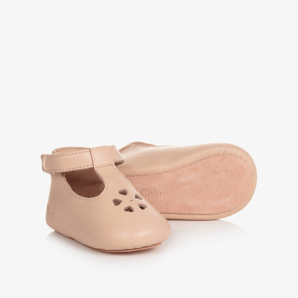 Chloé - حذاء جلد لون زهري وأبيض لمرحلة قبل المشي | Childrensalon