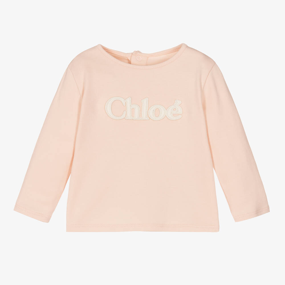 Chloé - Baby Girls Pink Organic Cotton Top | Childrensalon