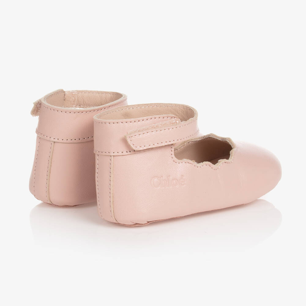 كلوي-حذاء سكالوب جلد لون زهري لمرحلة قبل المشي | Childrensalon Outlet