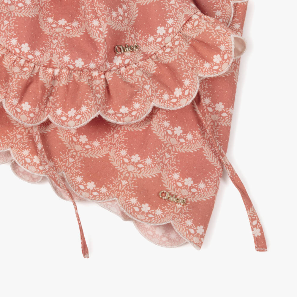 Chloé-Baby Girls Terracotta Pink Floral Dress Set | Childrensalon Outlet