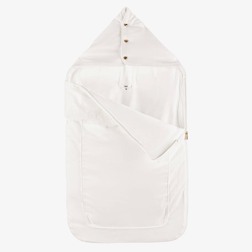 Chloé-Baby Girls White Cotton Nest (80cm) | Childrensalon Outlet