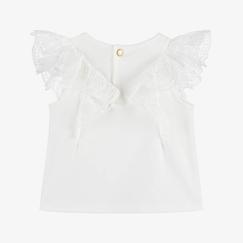 Chloé-Baby Girls White Cotton Top | Childrensalon Outlet