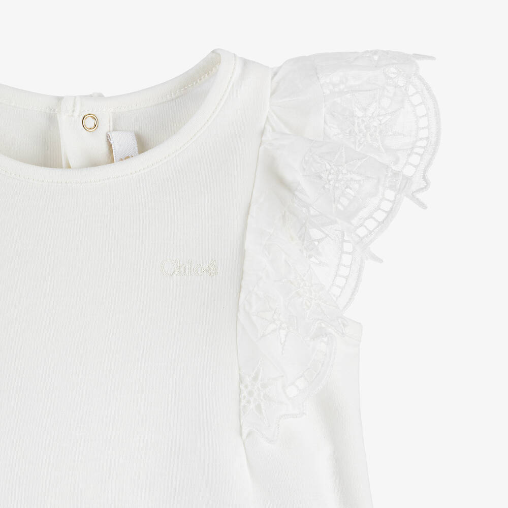 Chloé-Baby Girls White Cotton Top | Childrensalon Outlet