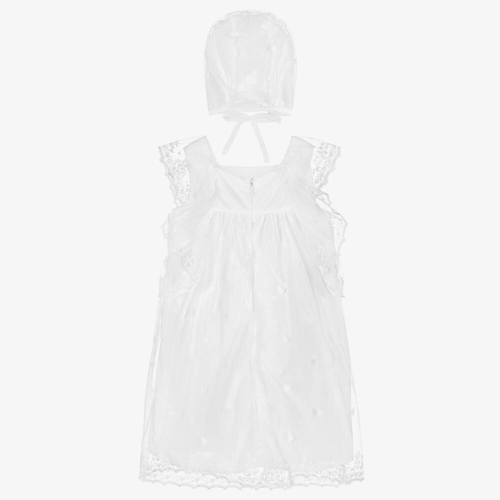 Chloé-Baby Girls White Floral Embroidered Tulle Dress Set | Childrensalon Outlet