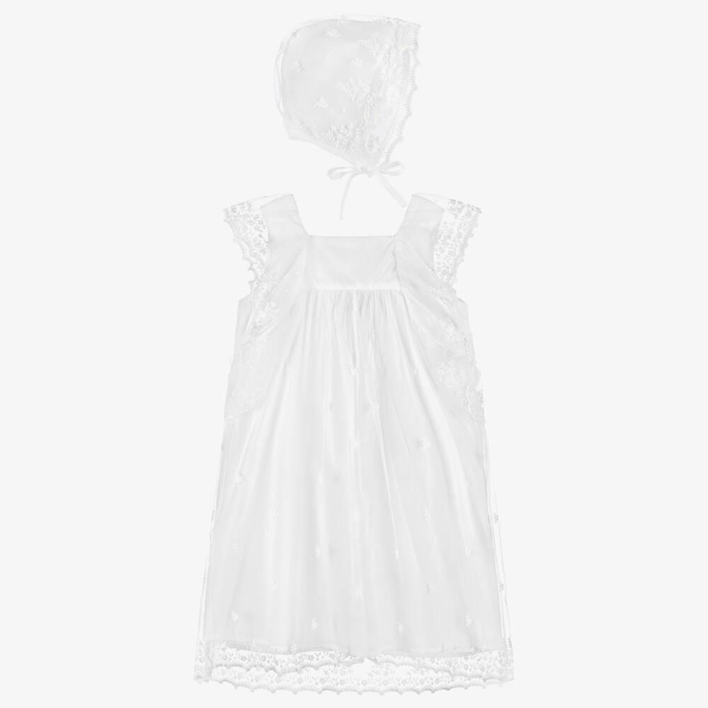 Chloé-Baby Girls White Floral Embroidered Tulle Dress Set | Childrensalon Outlet