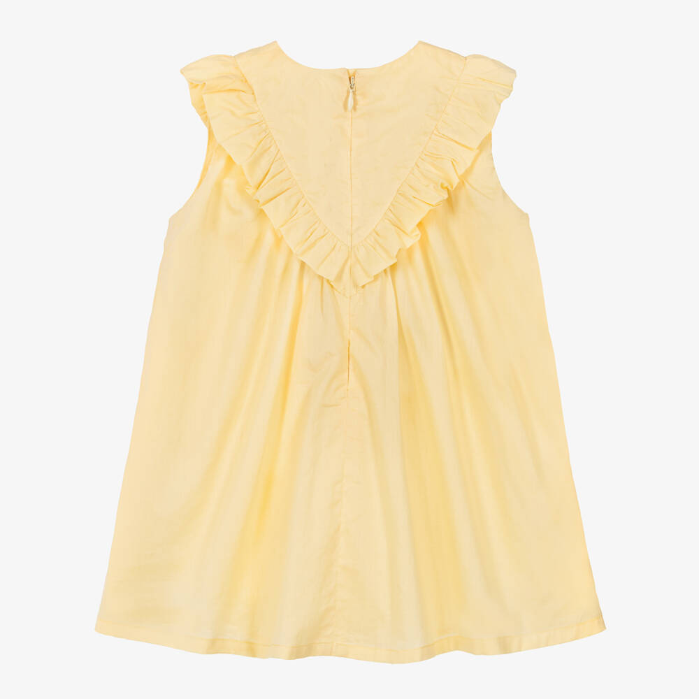 Chloé-Baby Girls Yellow Cotton Embroidered Dress | Childrensalon Outlet