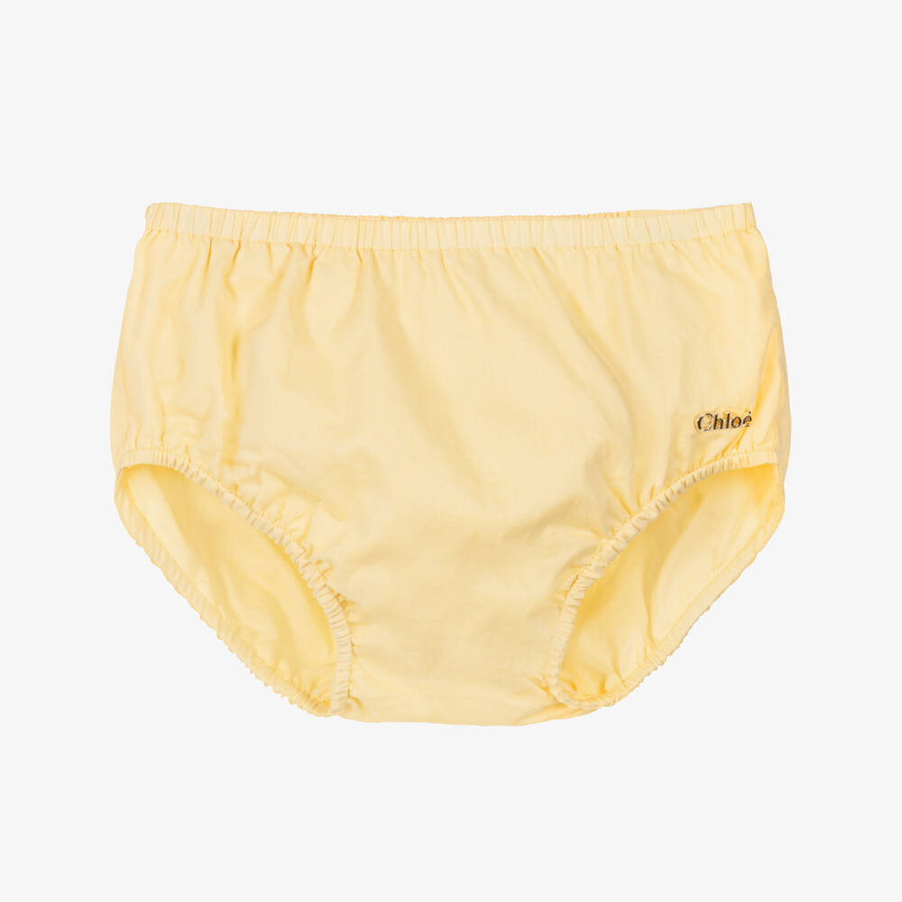 Chloé-Baby Girls Yellow Cotton Embroidered Dress | Childrensalon Outlet
