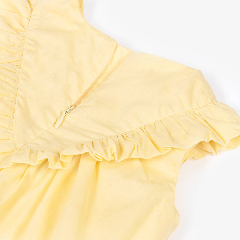 Chloé-Baby Girls Yellow Cotton Embroidered Dress | Childrensalon Outlet