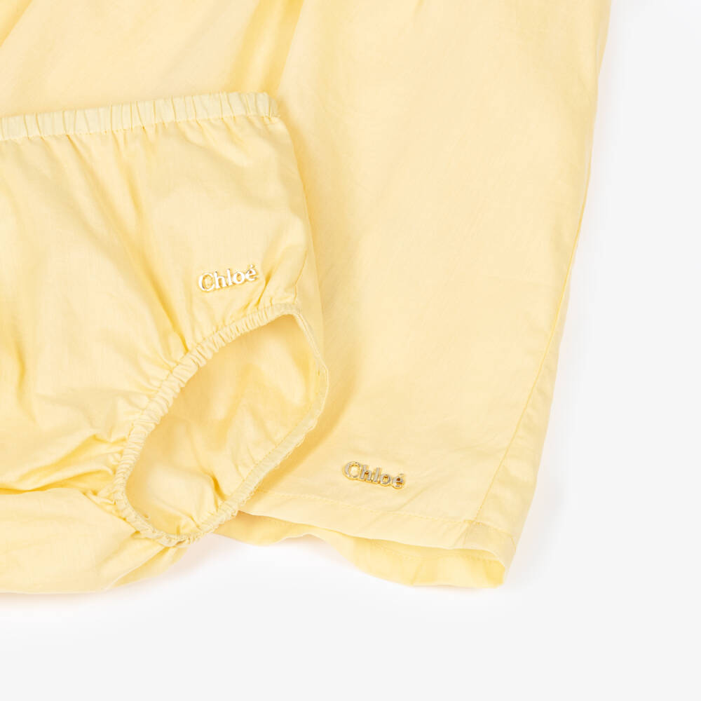 Chloé-Baby Girls Yellow Cotton Embroidered Dress | Childrensalon Outlet