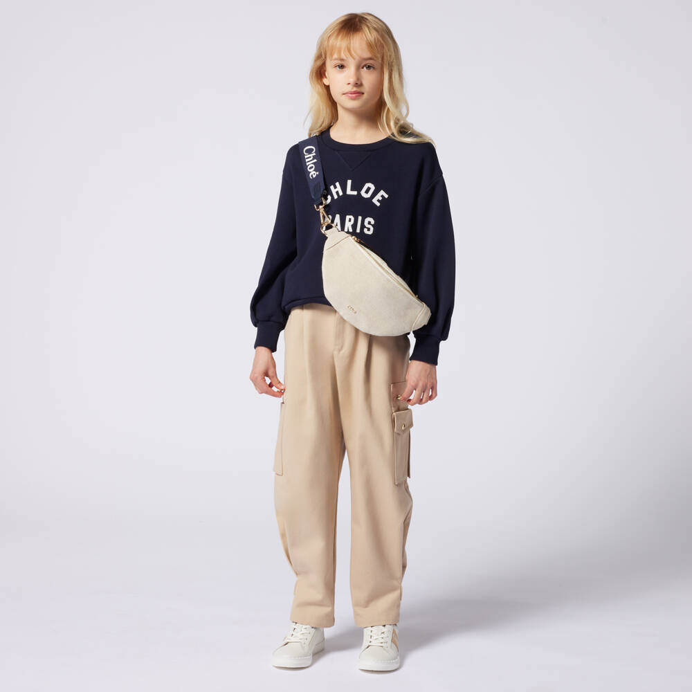 Chloé-Beige Canvas Crossbody for Girls | Childrensalon Outlet