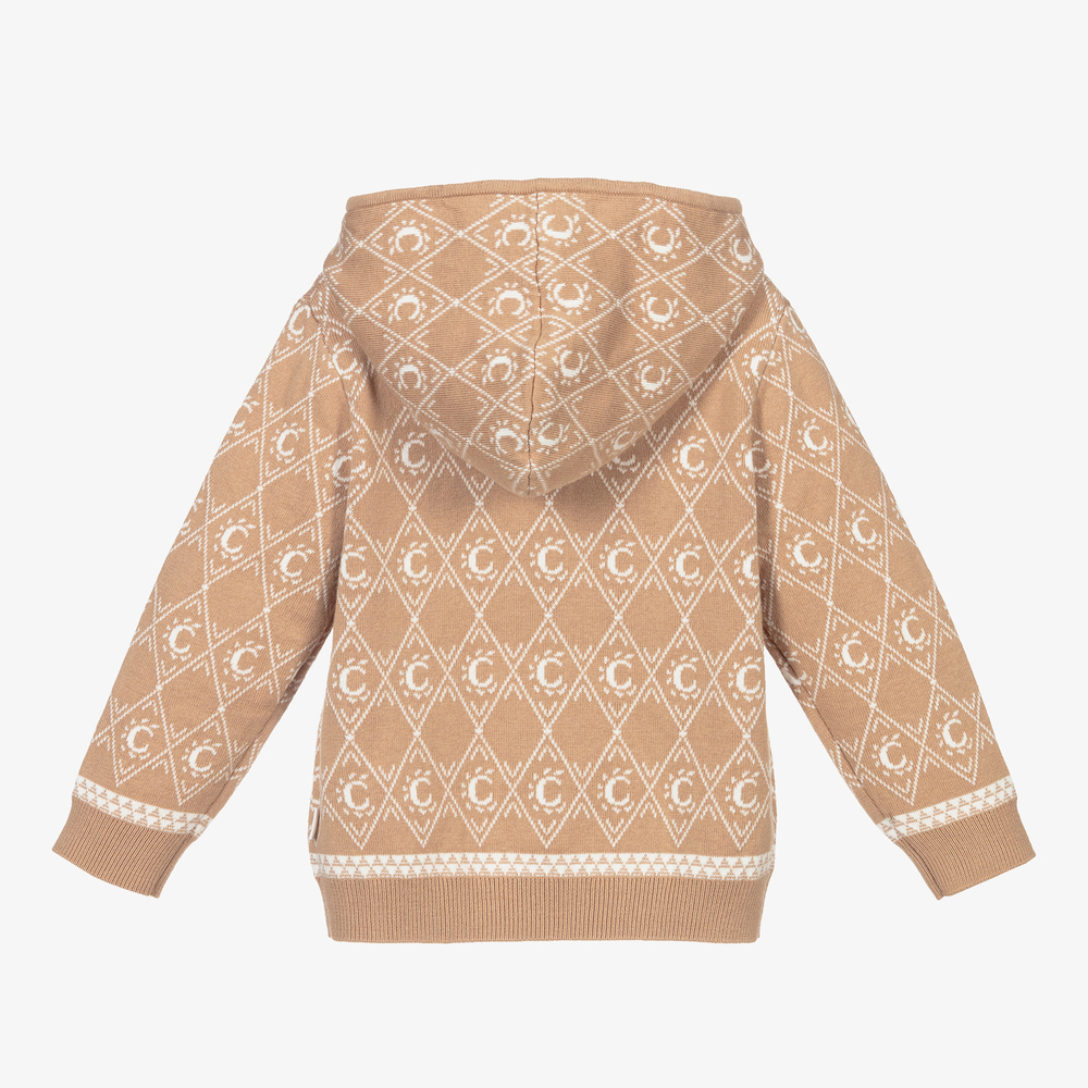 Chloé-Бежевый вязаный свитер с капюшоном | Childrensalon Outlet