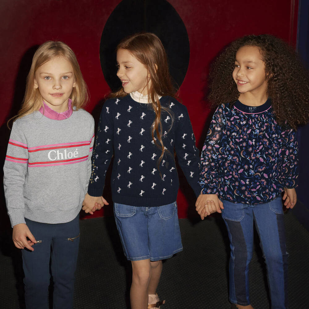 Chloé-Blue Cotton & Wool Sweater | Childrensalon Outlet