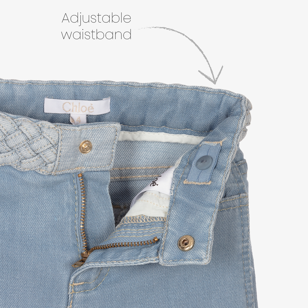 Chloé-Blue Denim Braided Belt Jeans | Childrensalon Outlet