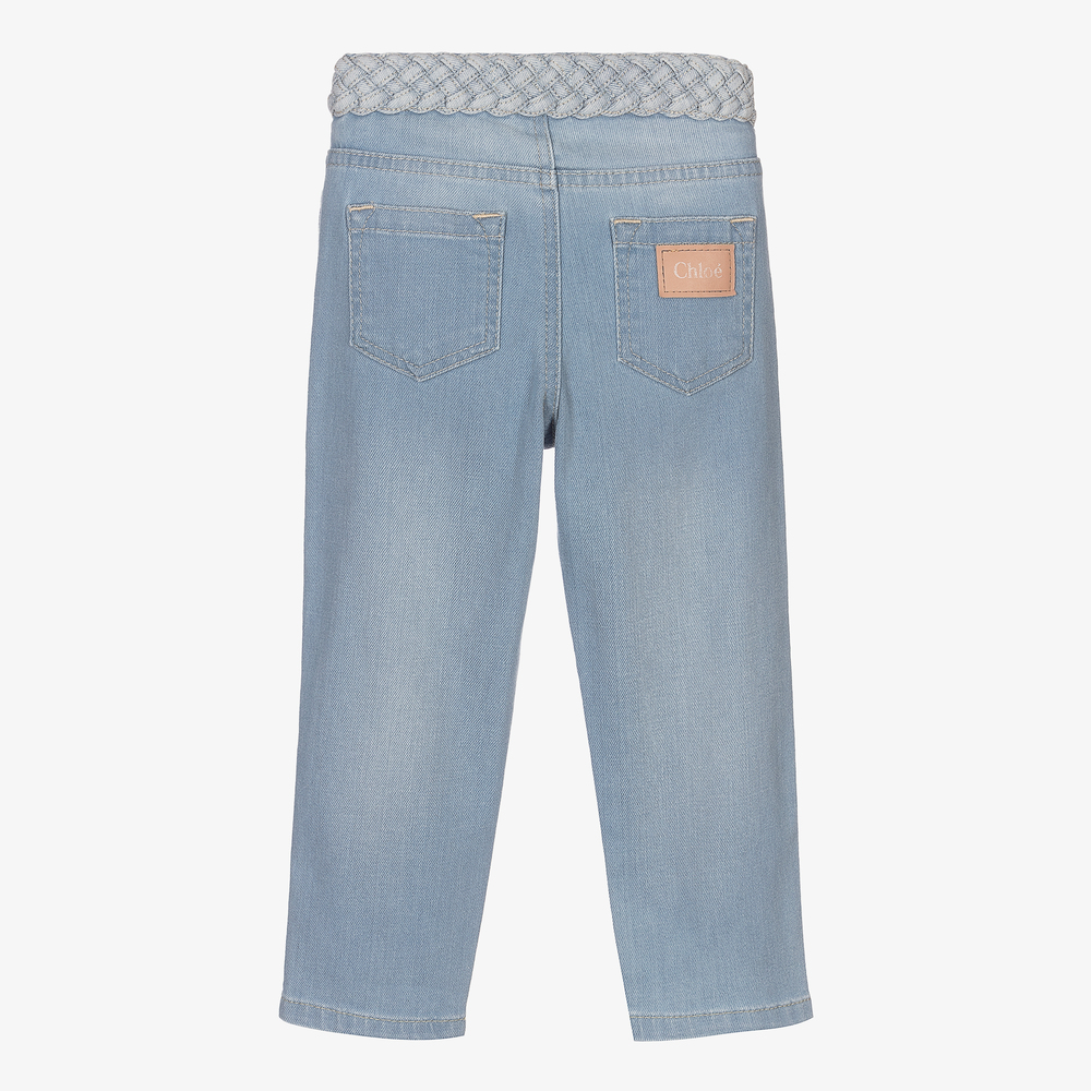Chloé-Blue Denim Braided Belt Jeans | Childrensalon Outlet