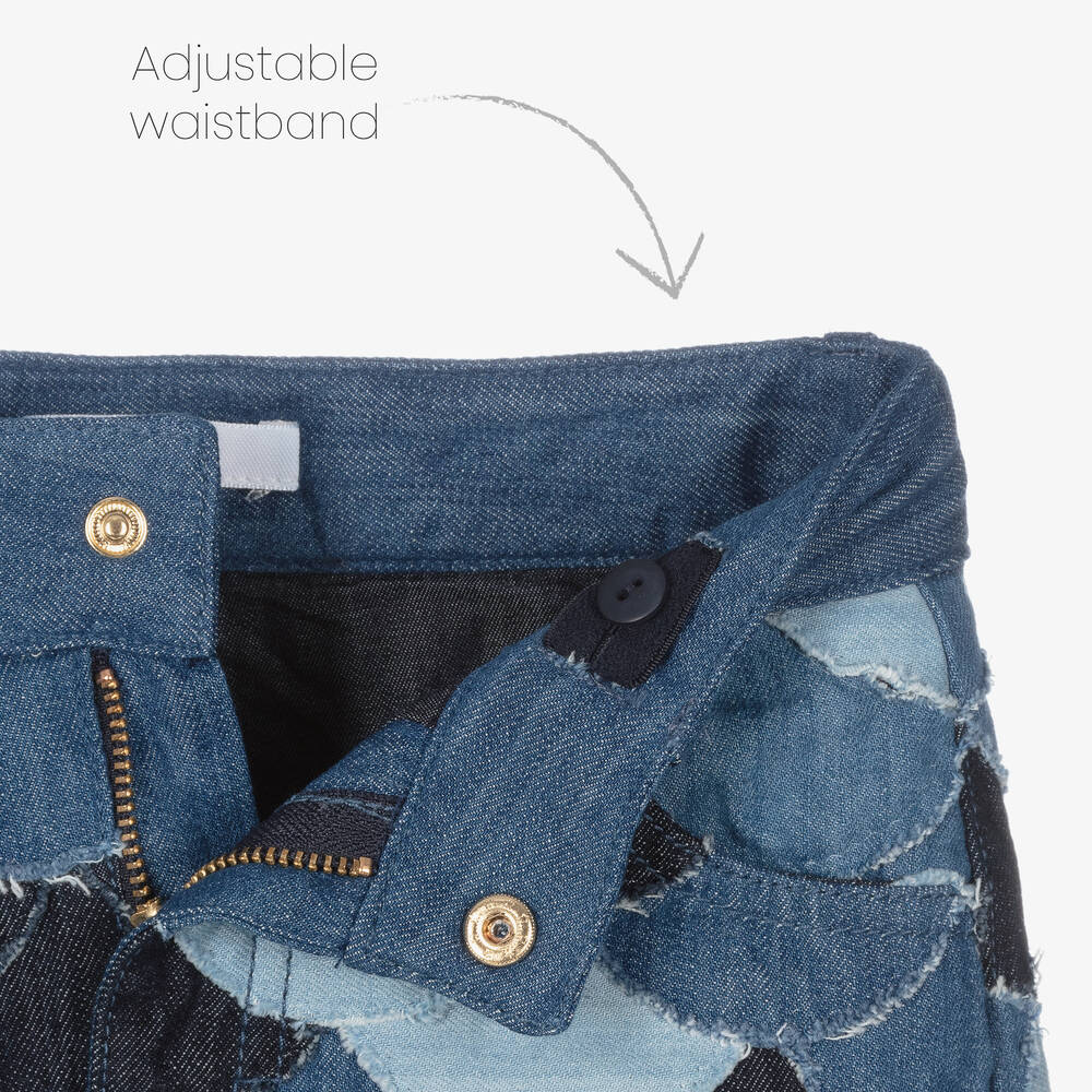 Chloé-Blue Denim Patchwork Skirt | Childrensalon Outlet