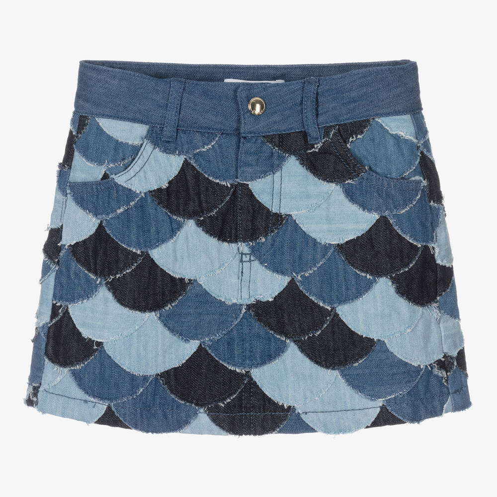 Chloé - Blauer Patchwork-Jeansrock | Childrensalon