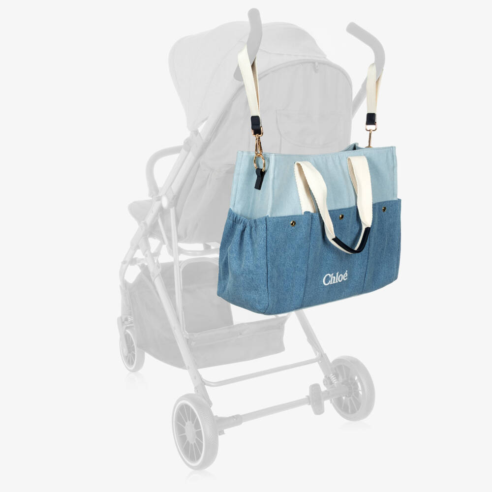 Chloé-Blue Denim Tote Baby Changing Bag (41cm) | Childrensalon Outlet