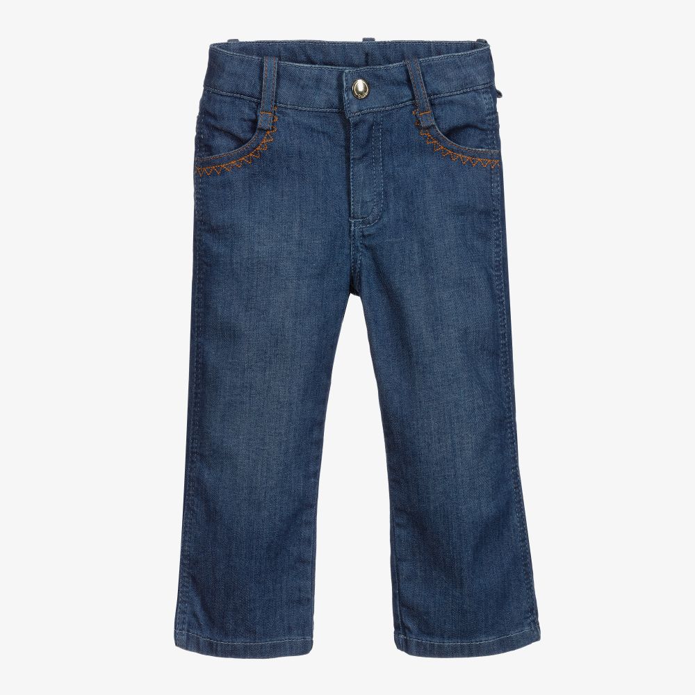 Chloé - Jean bleu en denim brodé | Childrensalon