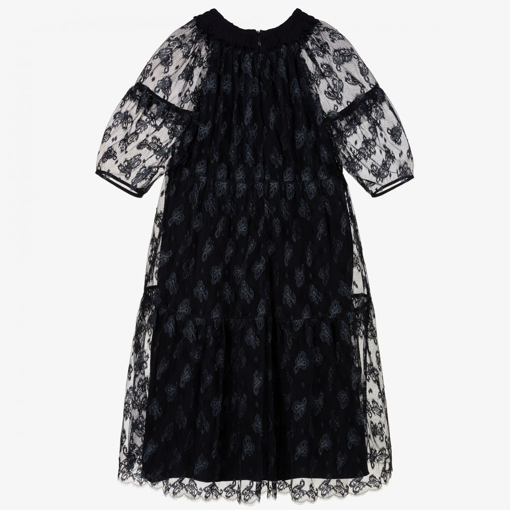 Chloé-Blue Embroidered Tulle Dress | Childrensalon Outlet