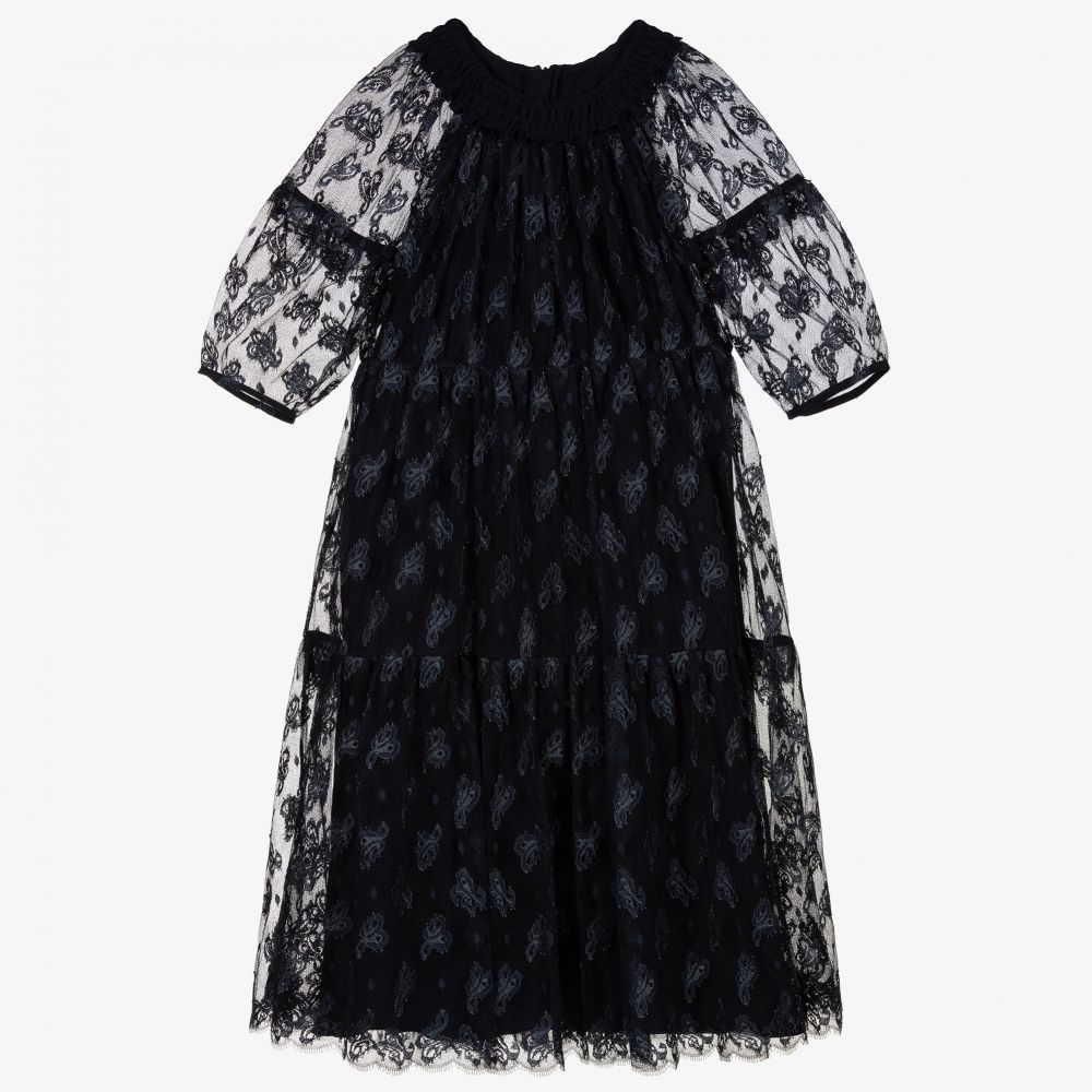 Chloé - Robe bleue tulle et broderie | Childrensalon