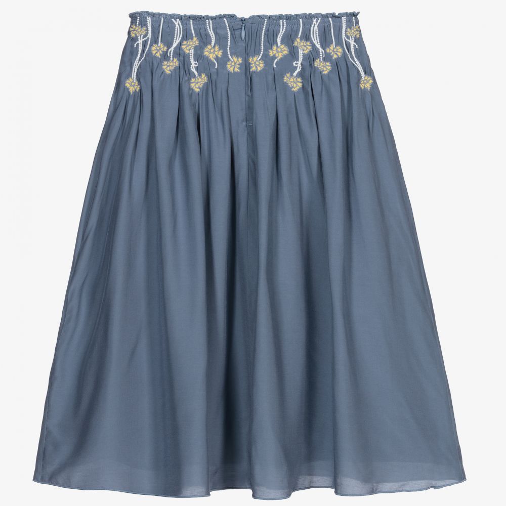 Chloé-Синяя шелковая юбка в цветочек | Childrensalon Outlet