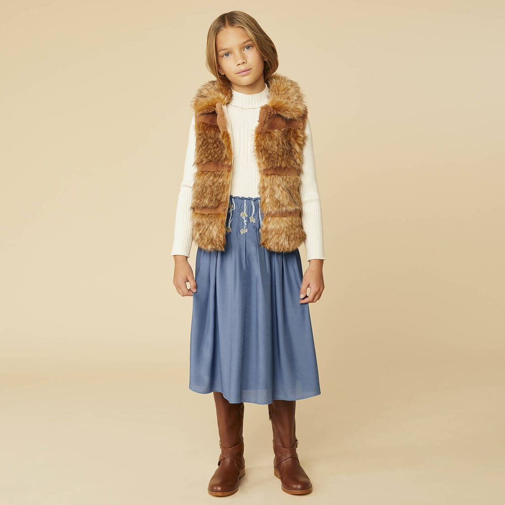 Chloé-Синяя шелковая юбка в цветочек | Childrensalon Outlet