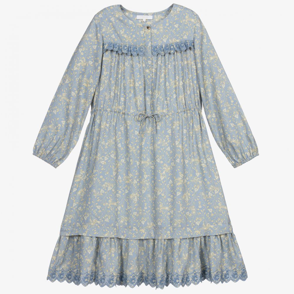 Chloé - Blue Floral Viscose Dress | Childrensalon