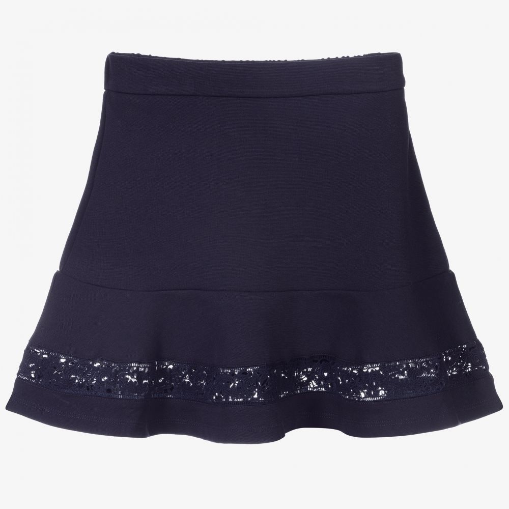 Chloé - Blue Milano & Lace Skirt | Childrensalon