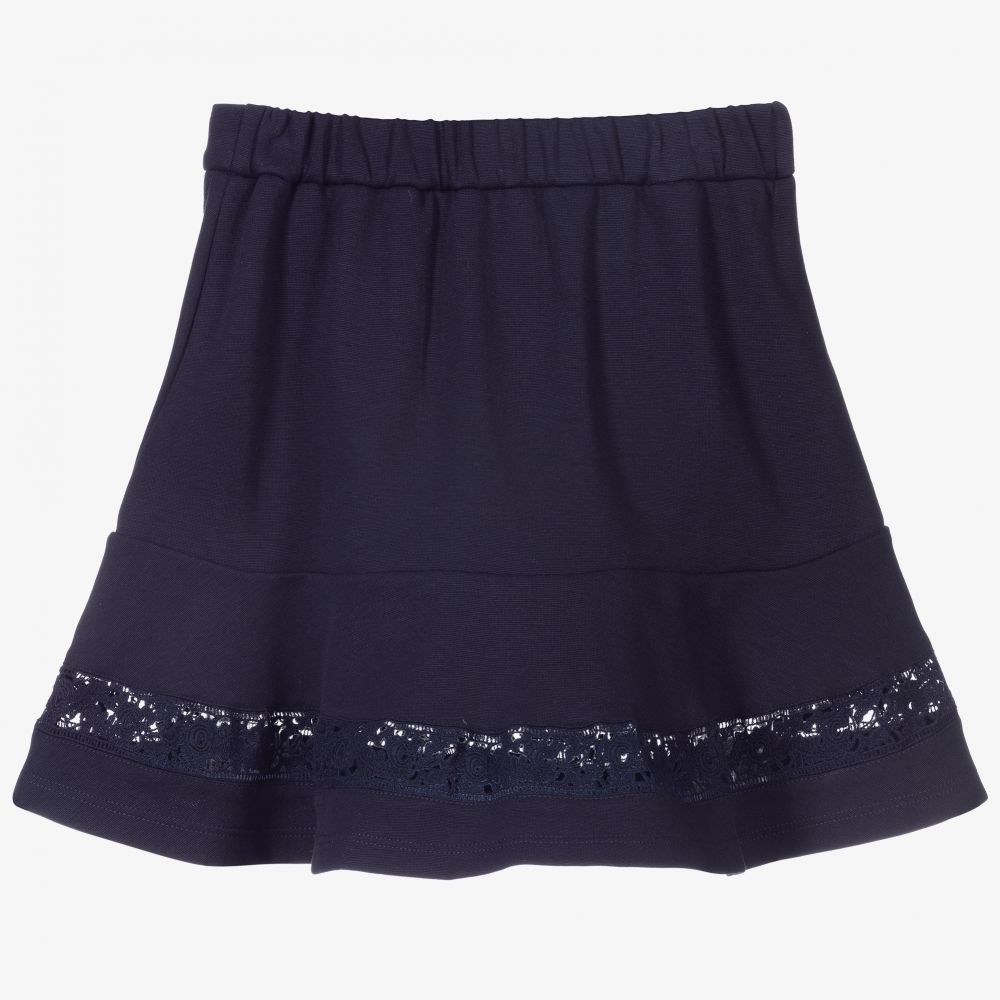 Chloé-Синяя трикотажная юбка с кружевом | Childrensalon Outlet