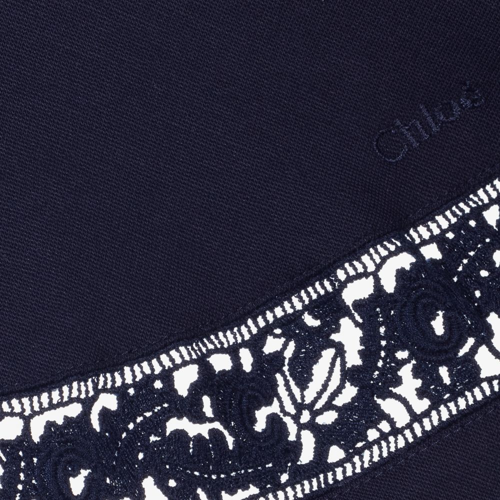 Chloé-Синяя трикотажная юбка с кружевом | Childrensalon Outlet