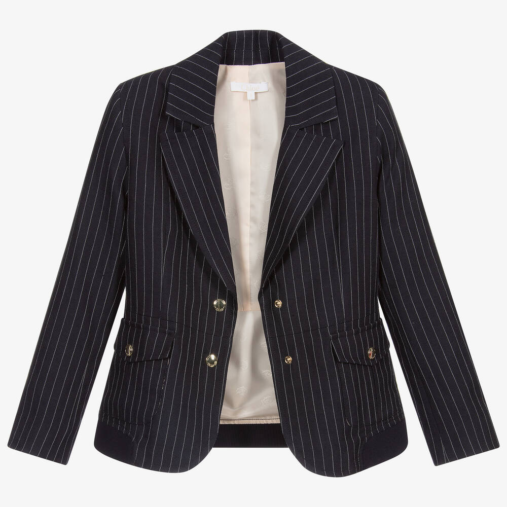 كلوي-جاكيت بدلة مزيج  كتّان لون كحلي و أبيض للبنات | Childrensalon Outlet