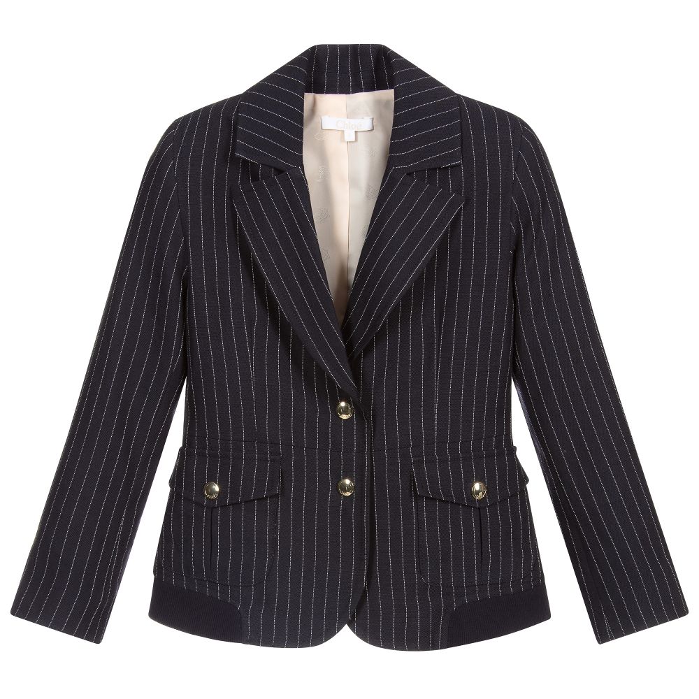 Chloé - Blue Striped Linen Suit Jacket | Childrensalon