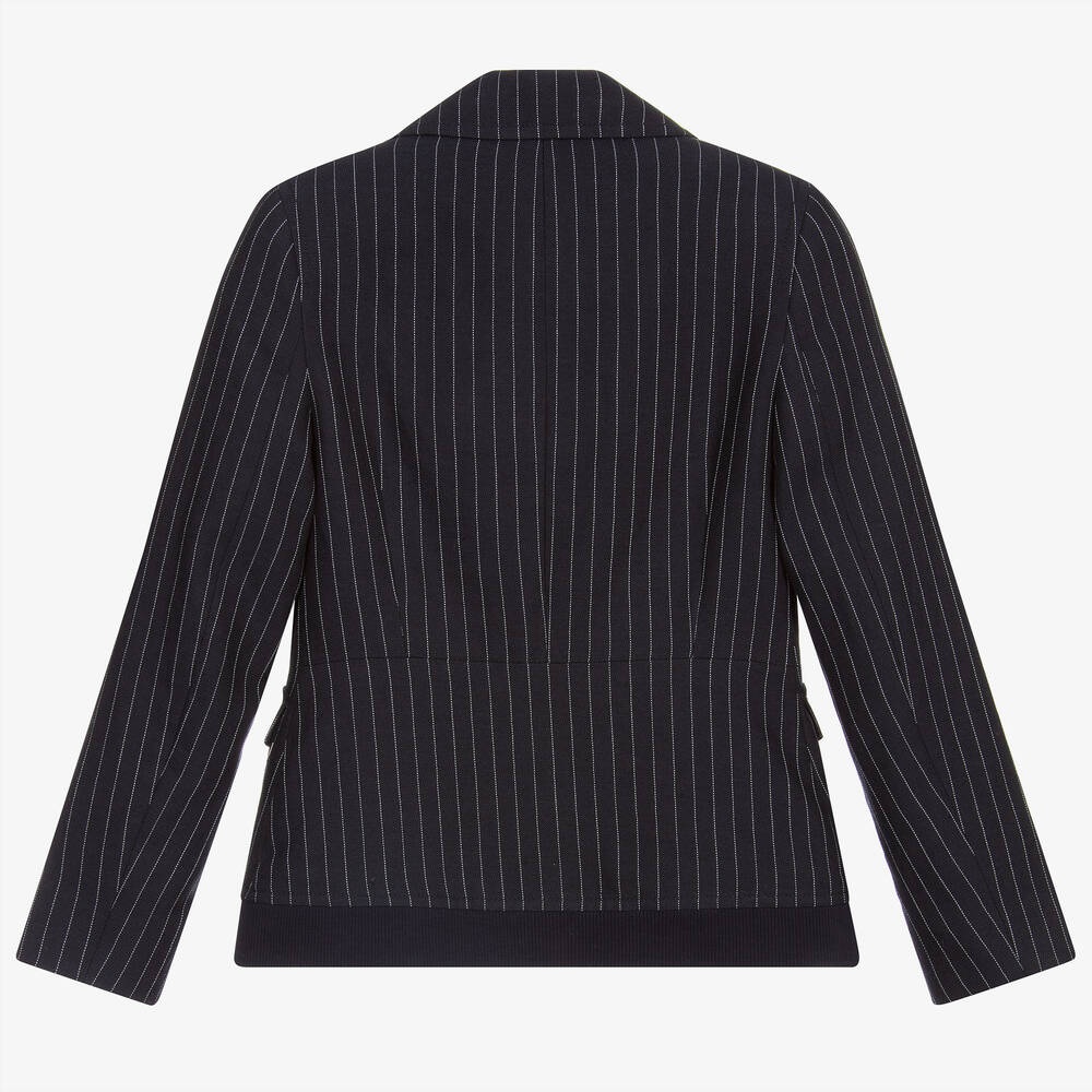 كلوي-جاكيت بدلة مزيج  كتّان لون كحلي و أبيض للبنات | Childrensalon Outlet