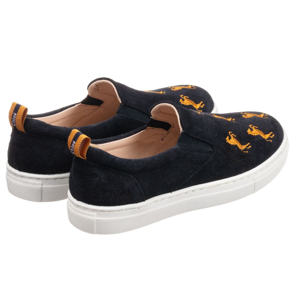 Chloe Blue Suede Slip On Trainers Childrensalon Outlet