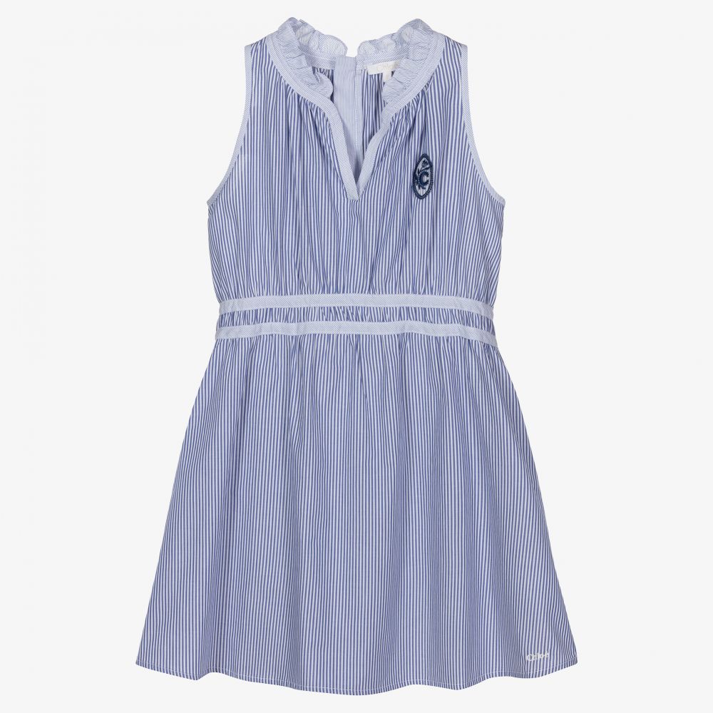 Chloé - Blue & White Cotton Dress | Childrensalon