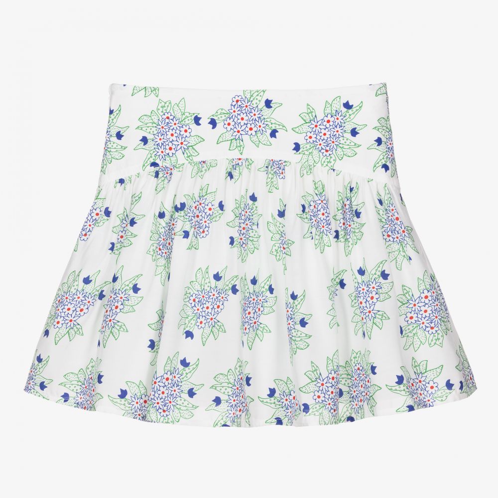 Chloé-Blue & White Floral Silk Skirt | Childrensalon Outlet