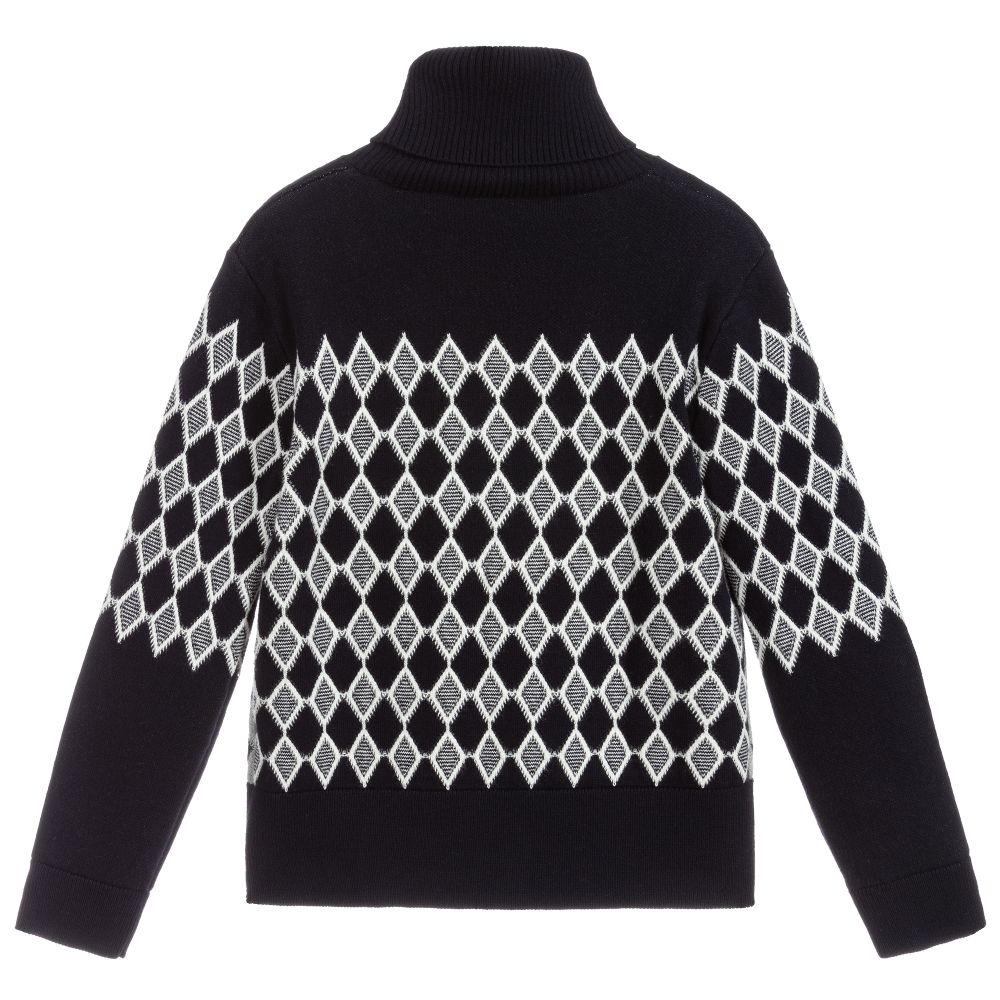 Chloé-Blue & White Knitted Roll Neck | Childrensalon Outlet