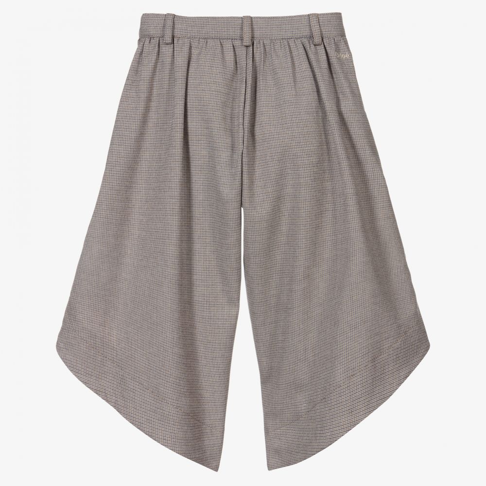 Chloé-بنطلون كولوت مزيج فيسكوز كاروهات لون بني وأسود | Childrensalon Outlet