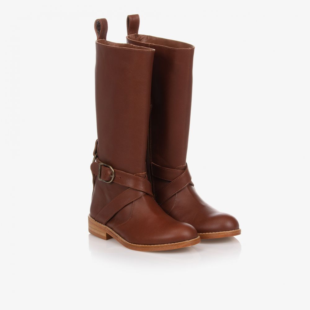 Chloé - Brown Leather Long Boots | Childrensalon