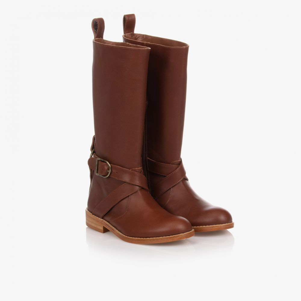 Chloé - Bottes marron en cuir | Childrensalon