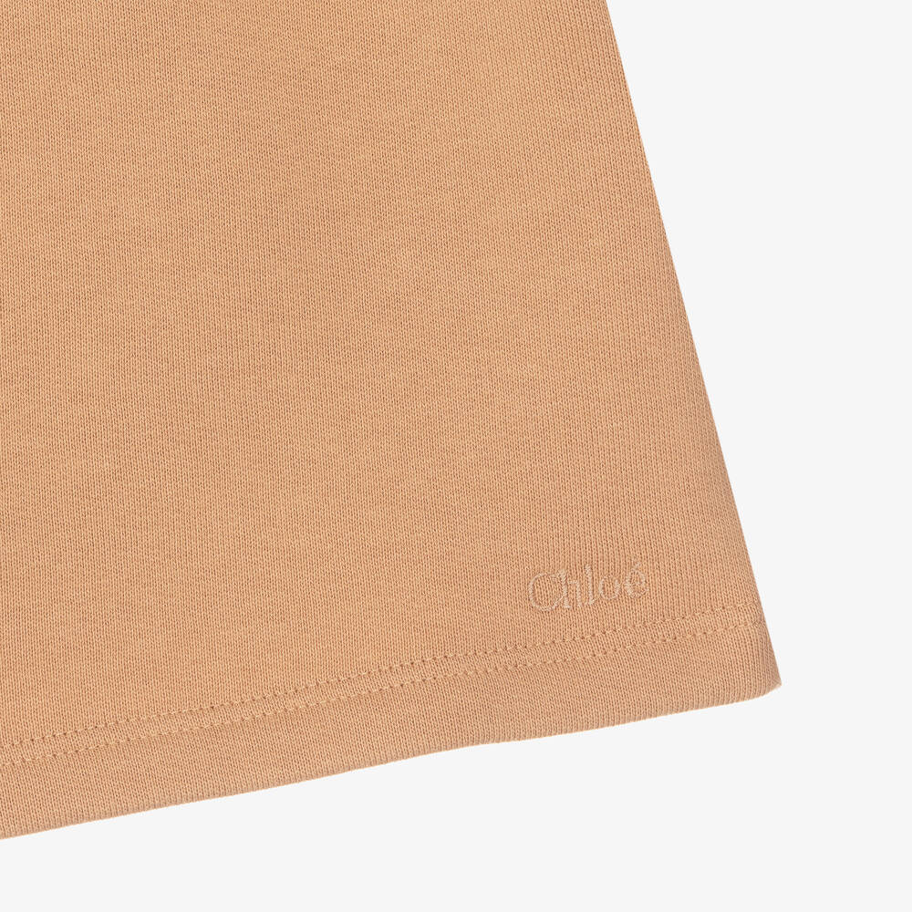 Chloé-Dark Beige Organic Cotton Embroidered Dress | Childrensalon Outlet