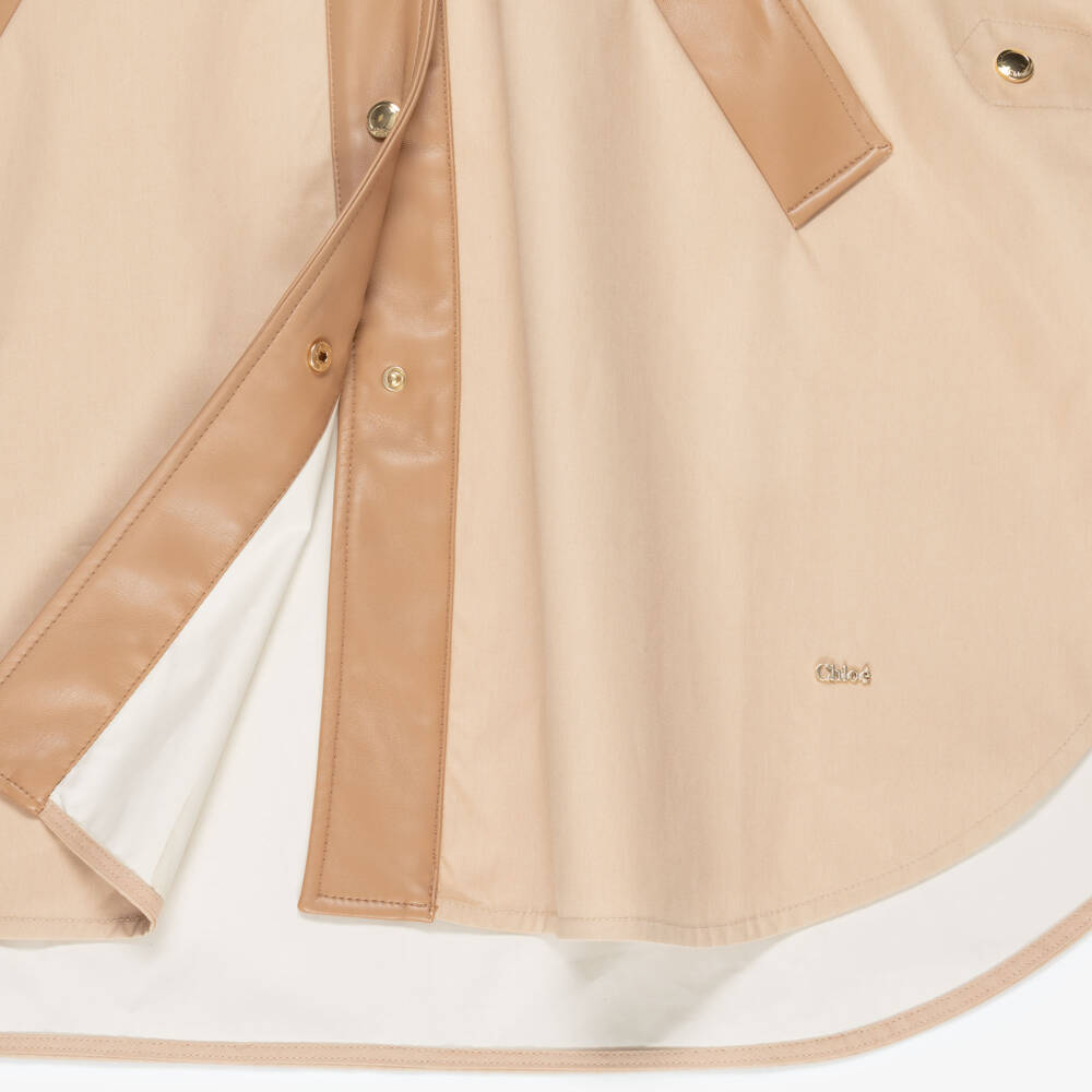 Chloé-Girls Beige Cape with Faux Leather Trims | Childrensalon Outlet