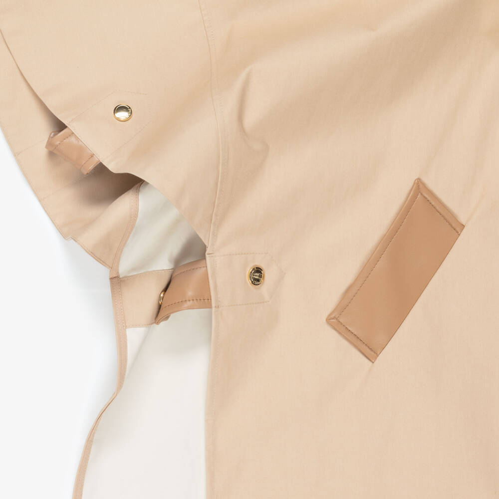 Chloé-Girls Beige Cape with Faux Leather Trims | Childrensalon Outlet