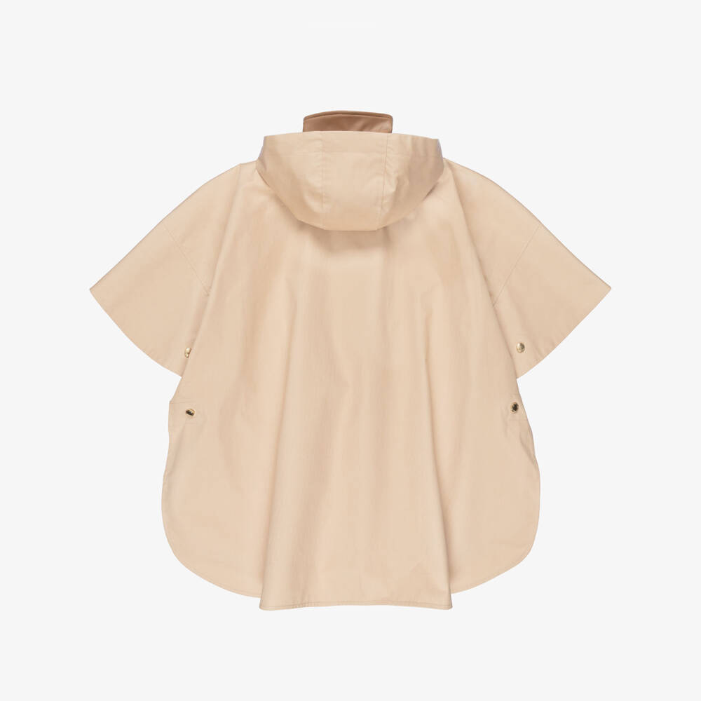 Chloé-Girls Beige Cape with Faux Leather Trims | Childrensalon Outlet